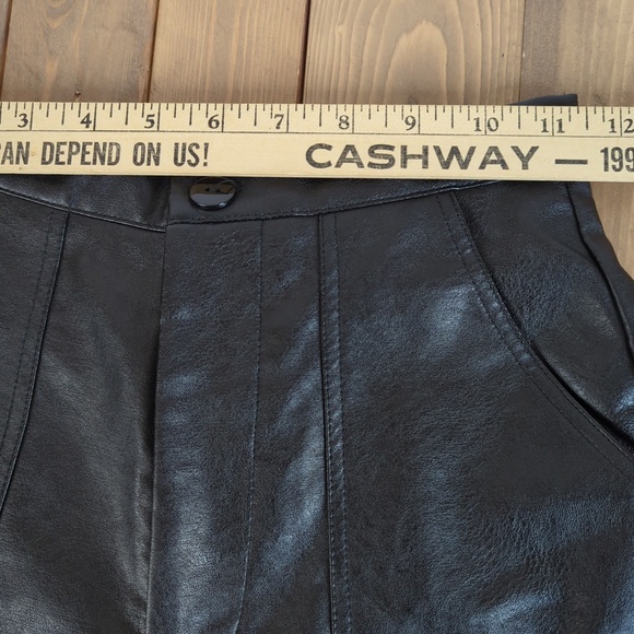 Princess Polly Black Faux Leather Cropped Ankle High Rise Pants - Picture 7 of 11